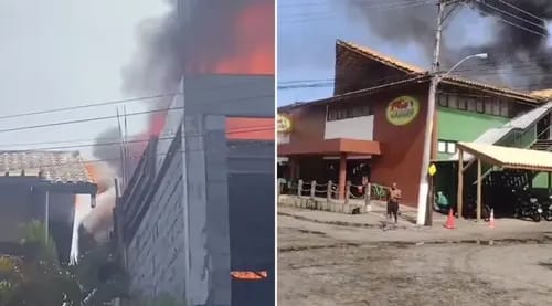 Incêndio de grandes proporções atinge supermercado em Praia do Forte